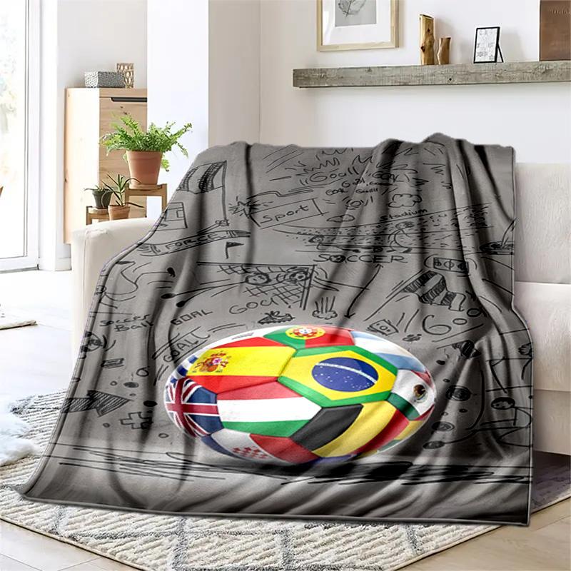 1PC Soccer, basketball, colorful water and fire pattern blanket, all season lightweight home office outdoor nap multifunctional blanket