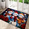 1pc Flannel Snowman Christmas Theme Door Mat, Non-Slip Soft Machine Washable Fade-Proof Indoor Carpet, Premium Home Decor for Living Room Bedroom Kitc