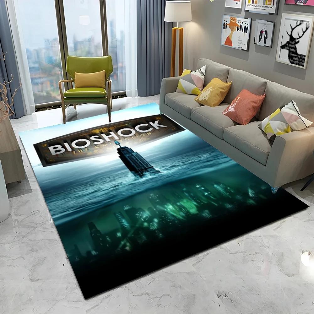 3D Retro BioShock Game Gamer HD Carpet Rug for Home Living Room Bedroom Sofa Doormat Decor,kids Play Area Rug Non-slip Floor Mat