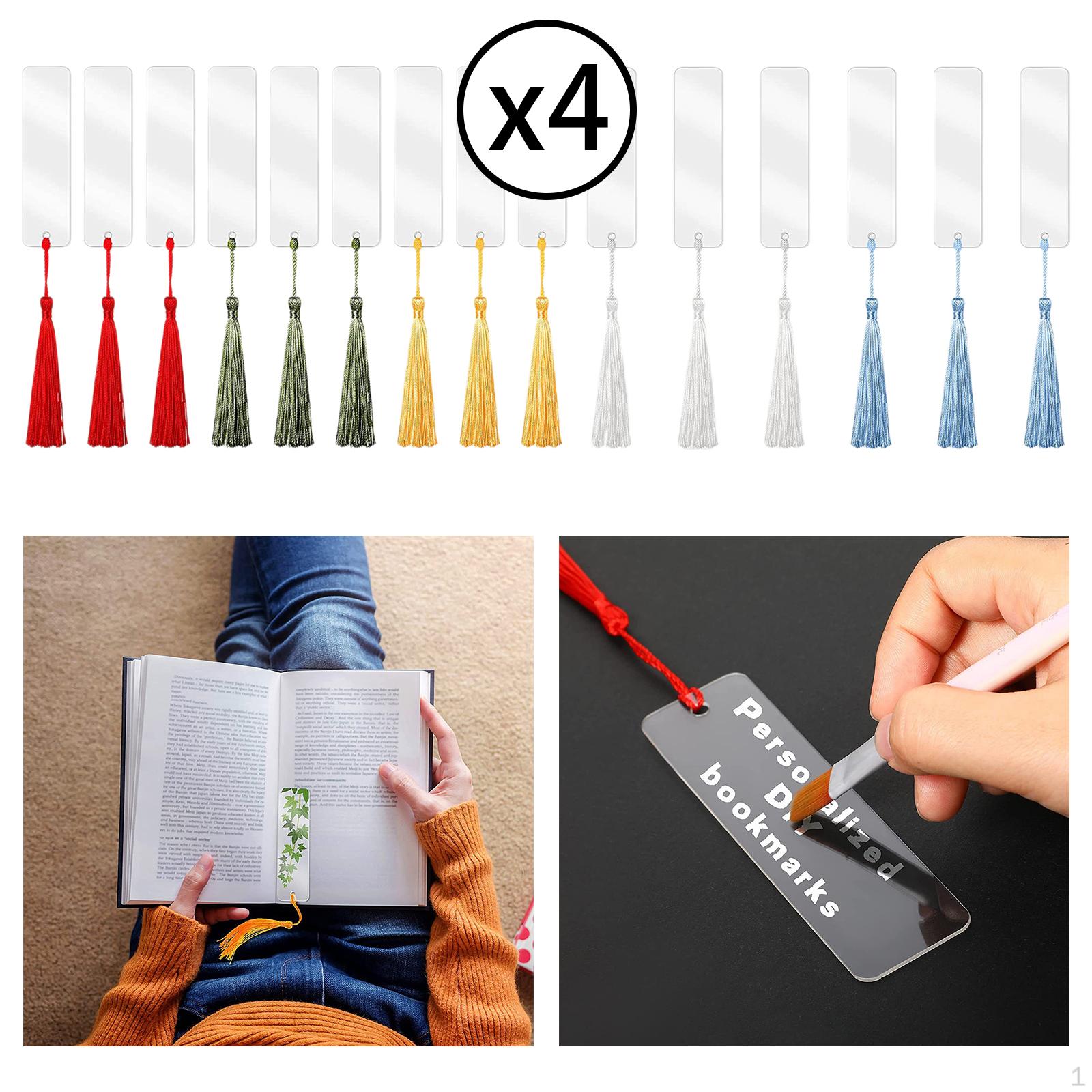 

4x 15x акриловые закладки оптом с кисточками и отверстиями, тонкие бирки