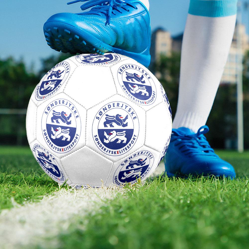 Sonderjyske FC Size 5 Soccer Ball, Machine-Stitched PVC, Durable & High Bounce, All Ages Fit, Fan Merchandise, Matches & Outdoor Use.