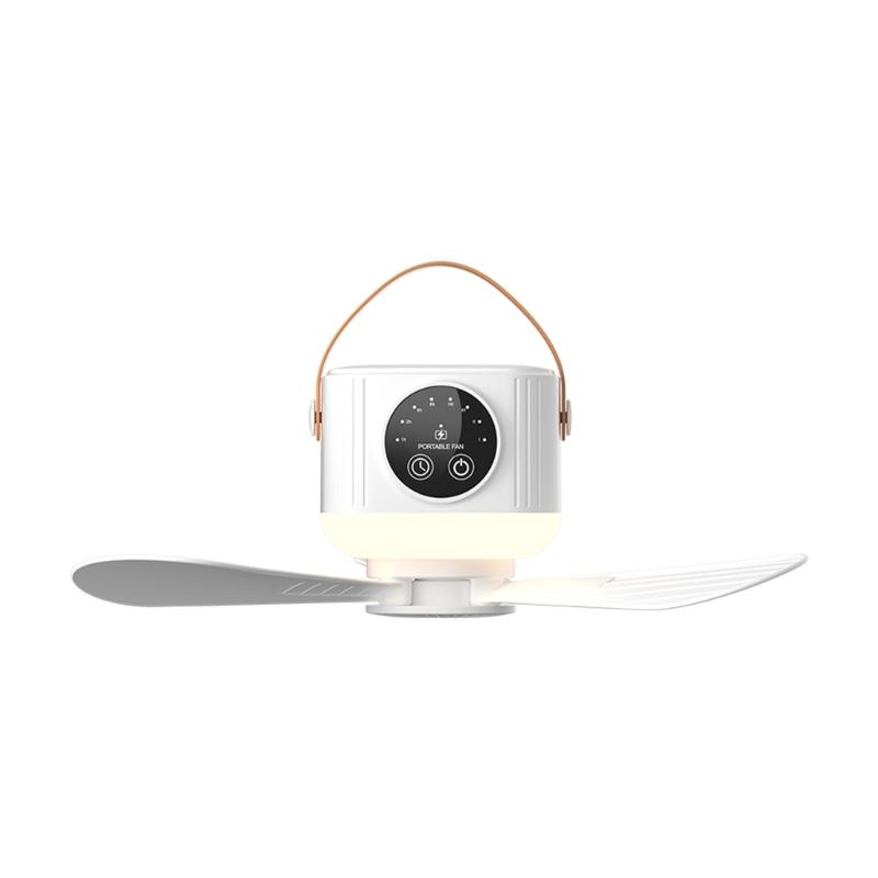 USB Hanging Fan Lamp For Outdoor Camping Car And Dormitories 4 Speed Setting And Timer Option Multiple Function