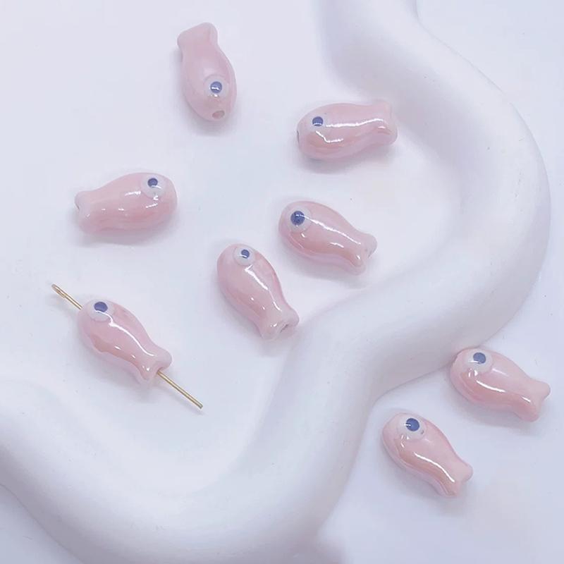 10Pcs Little Fish Ceramic Beads Diy Necklace Earrings Jewelry Accessories Pendants Loose Beads For Crafting