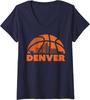 Denver City Skyline Basketball Ladies' V-Neck Tshirt