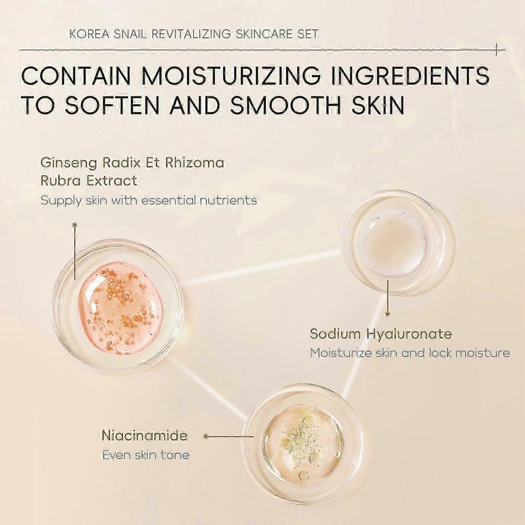 Korean Snail Essences Skin Care Kit Skincares Gifts For Women Includes Gentle Cleanser Toner Eye Cream Serum Cream Long-Lasting Moisturising And Nouri