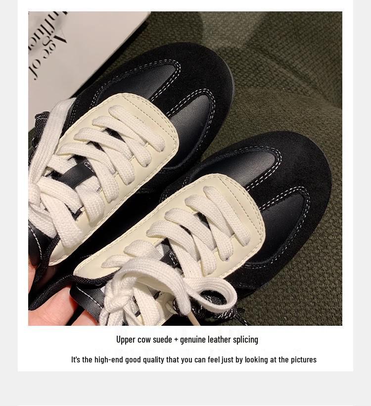 Women's Retro Colorblock German Trainers 2025, Versatile Inner Heightening Round Toe Lace-up Casual Sports Shoes, Forrest Gump Style.