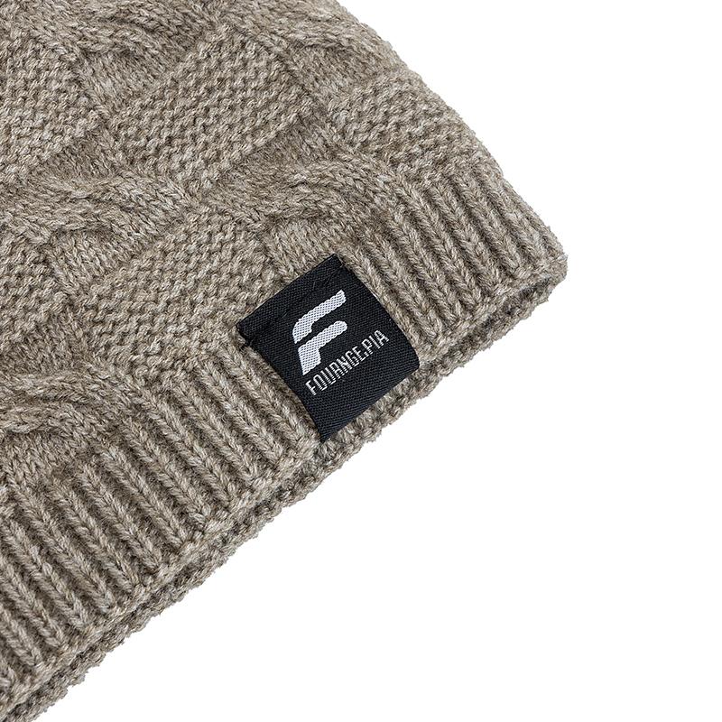 New Style Unisex F Letter Keep Warm Winter Hats Plush Fur Lined Knit Cap For Men Women Warm Beanie Cap Label Decor Knitted Hats