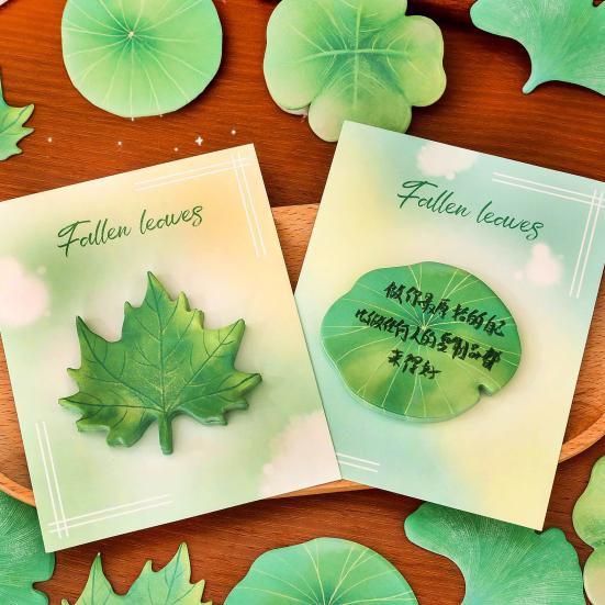 4PCS Memo Notes with Leaf Shape Smooth Writing Memo Sticker Strong Adhesive Reusable Practical Reminder Notes for Home Office