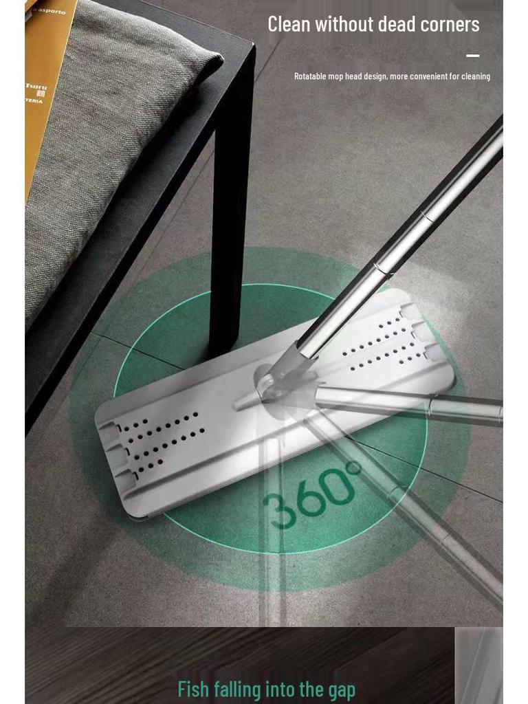 Home Mop Set: One-Step Clean, No-Hand Wash, Thickened Pad, Dual Wet/Dry Use, Includes Bucket for Easy, Lazy Floor Mopping.