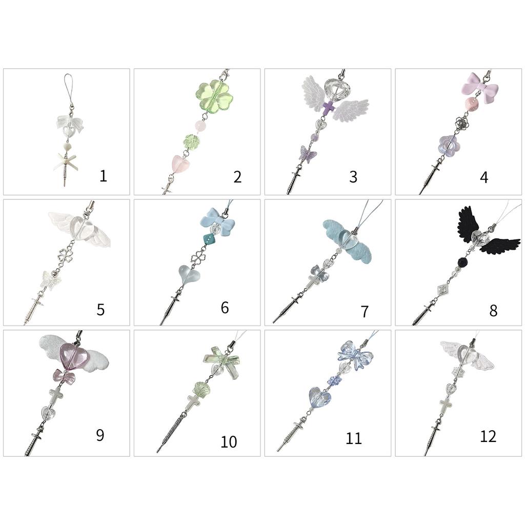 Cute Bowknot Heart Bead Keychain Pendant Bag Phone Pendant Women Backpack Handbag Charm Lovely Hanging Decoration