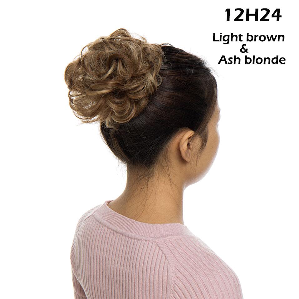 S-noilite Synthetic Elastic Band With Hair Curly Chignon Hair Women Drawstring Ponytail Hairpieces Black Brown Blonde Hairpiece