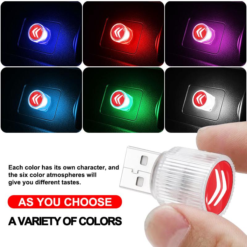 Car USB LED Portable Light Plug Play Ambient Light Decorative Atmosphere Lamps For Citroen C1 C2 C3 C4 C5 C6 C8 C4L DS3 DS4 DS5LS DS6 Accessories