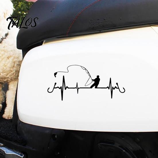 Non Fading Vehicle Decal for Men Fishing Heartbeat Car Sticker Decal, 6.7" X 3.1" Waterproof Vinyl Auto Window No Residue Exterior Body Decoration,