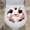 Yousheng Broken Hole Bunny Toilet Sticker Waterproof Self-adhesive PVC Living Room Bathroom Wall Art Egg Flower Rabbit Toilet Seat Lid Decoration