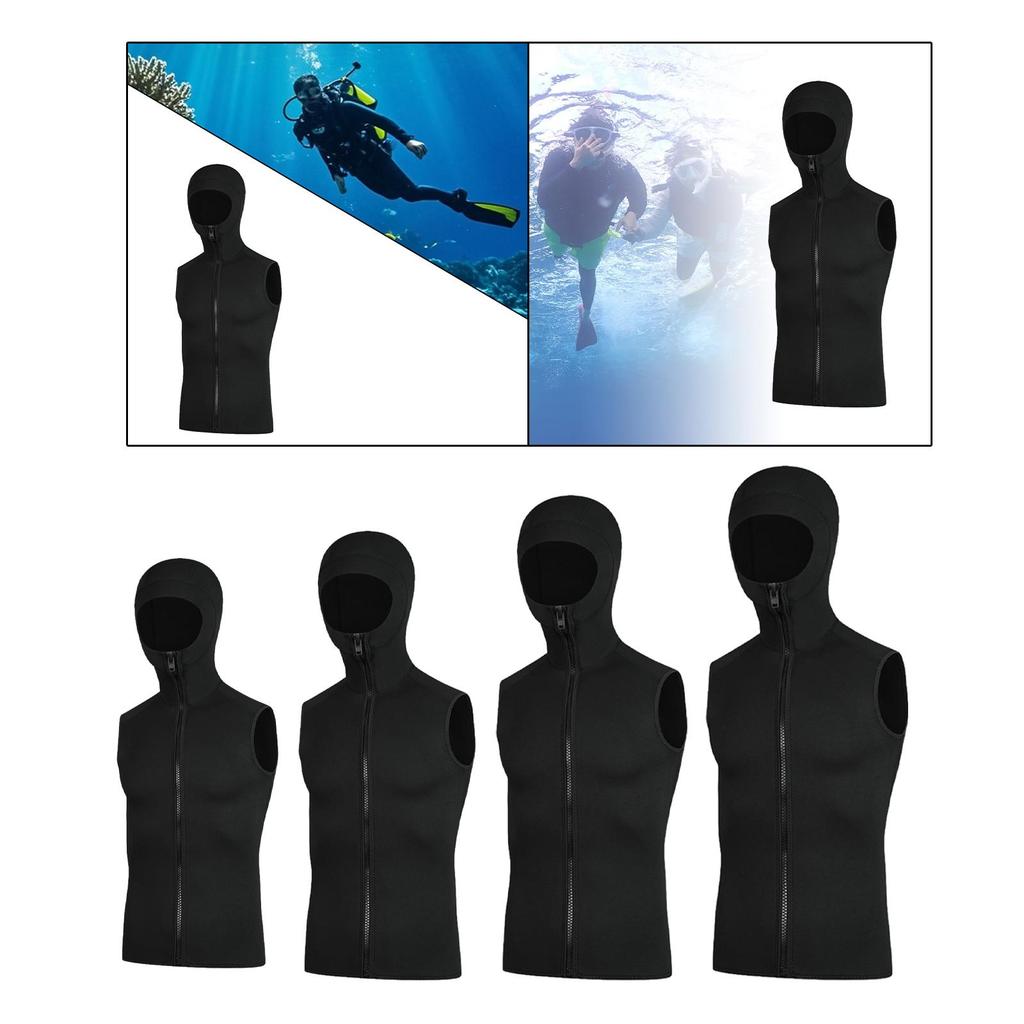Wetsuit Hooded Vest Top Zipper Gift Versatile Thermal Neoprene Diving Vest for Canoeing Snorkeling Kayaking Swimming Surfing
