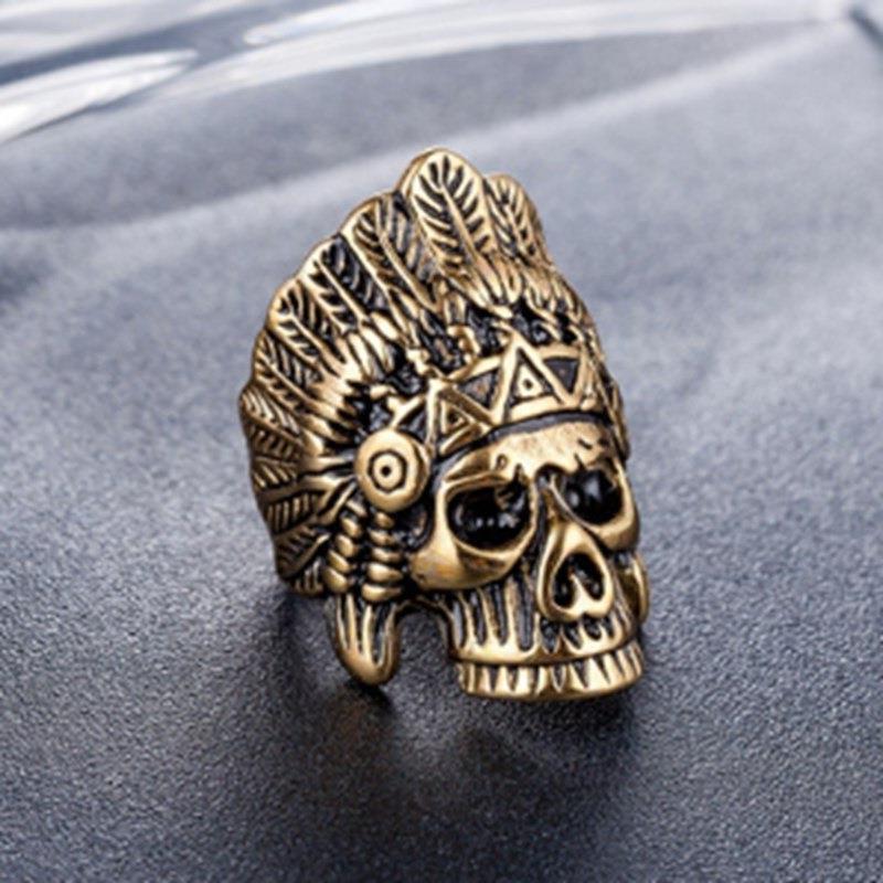 

New Indian Punk Crow Trendy Man Portrait Skull Ring one size(US size 6-13)