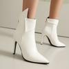 Gold Silver Stiletto Women's Ankle Boots Turndown Irregular Design Shoes Sexy Pointed Toe Black White Short Boots
