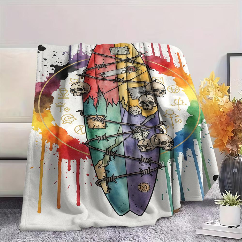 1PC Playing card style Print Flannel Blanket, High quality Comfortable for All Seasons, Home Decor, Warmth and Comfort
