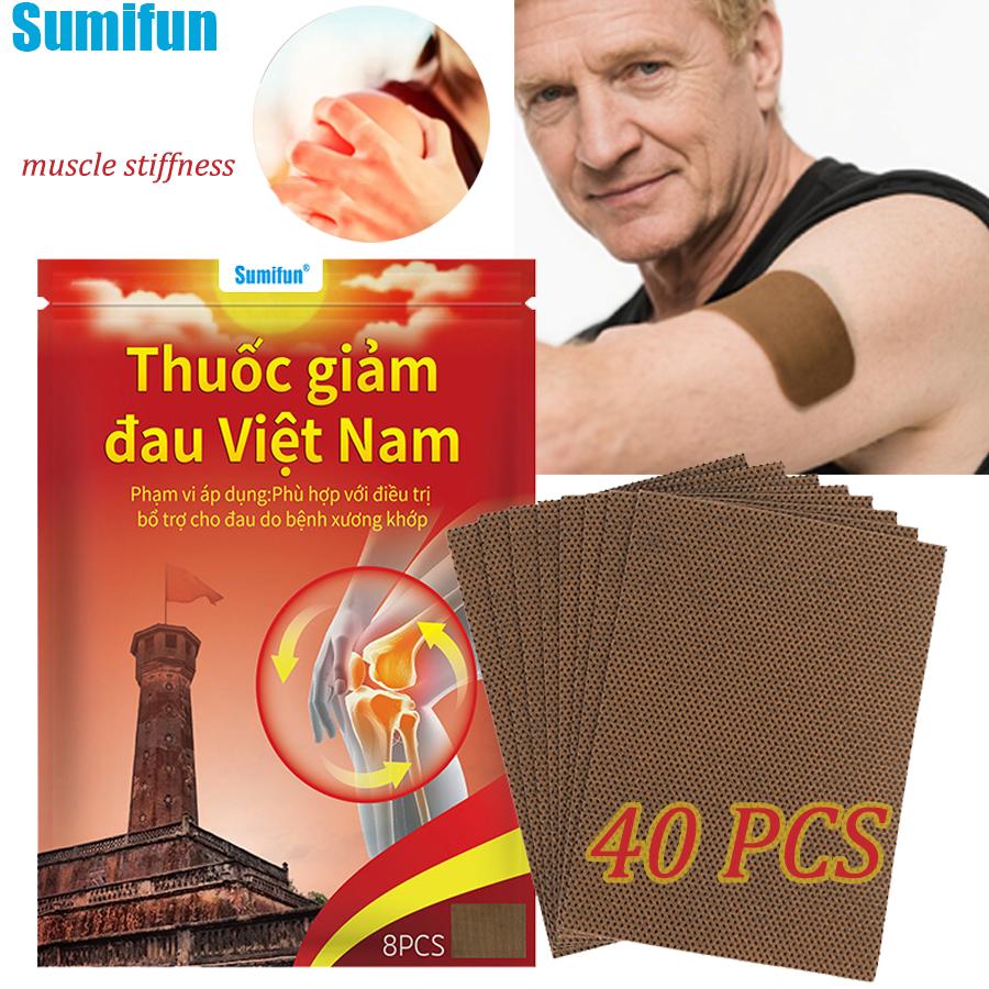 Sumifun40PCS Vietnam Relief Fatigue Herbal Knee Patch Support Muscle Maximum Strength for A Temporary Relief  Adhesive Heat Relax Calf Foot Cramps