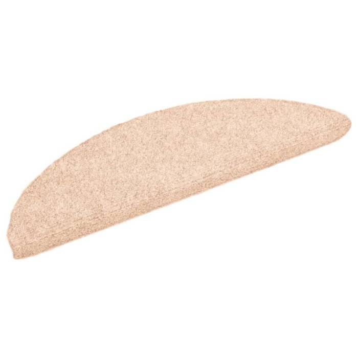 VidaXL Tapis d'escalier auto-adhésifs 15 pièces 56 x 17 x 3 cm Marron clair Demi-rond 132690