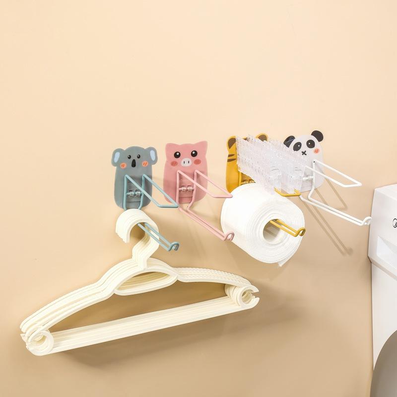 Cartoon Hanger Storage Rack Hook For Clip Free Punching Wall-Mounted Racks Multifunctional Balcony Organizer Storage Rack