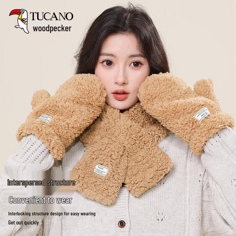 Women's Sweet Fluffy Winter Scarf & Gloves Set