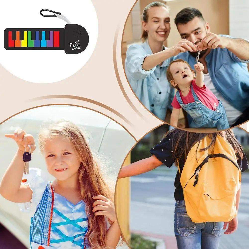 Portable Electronic Keyboard Keychain Rainbow Color Hand-Roll Instrument Finger Piano Pad  Home