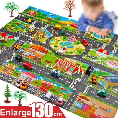 Children Play Mat City Road Buildings Parking Map Game Scene Toy Car Map