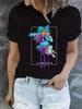 Women's Summer Short-sleeved Printed T-shirt, Stylish and Casual, Machine Washable Comfortable Version, 2D Flat Print,