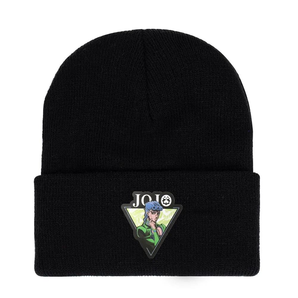 Anime Hat JoJo's Bizarre Adventure Kujo Jotaro Costume Cosplay Adult Kids Cap Casual Embroidery Knitted Hat Gifts Prop