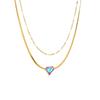 Titanium Steel Double Layer Gradient Heart Necklace with Inlaid Diamond – European and American Niche Sweet Cool Choker.