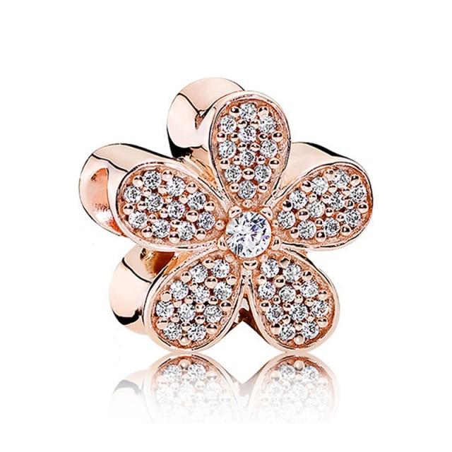 Подвеска из розового золота с цветком в виде листа и короны в виде сердца — фото 30