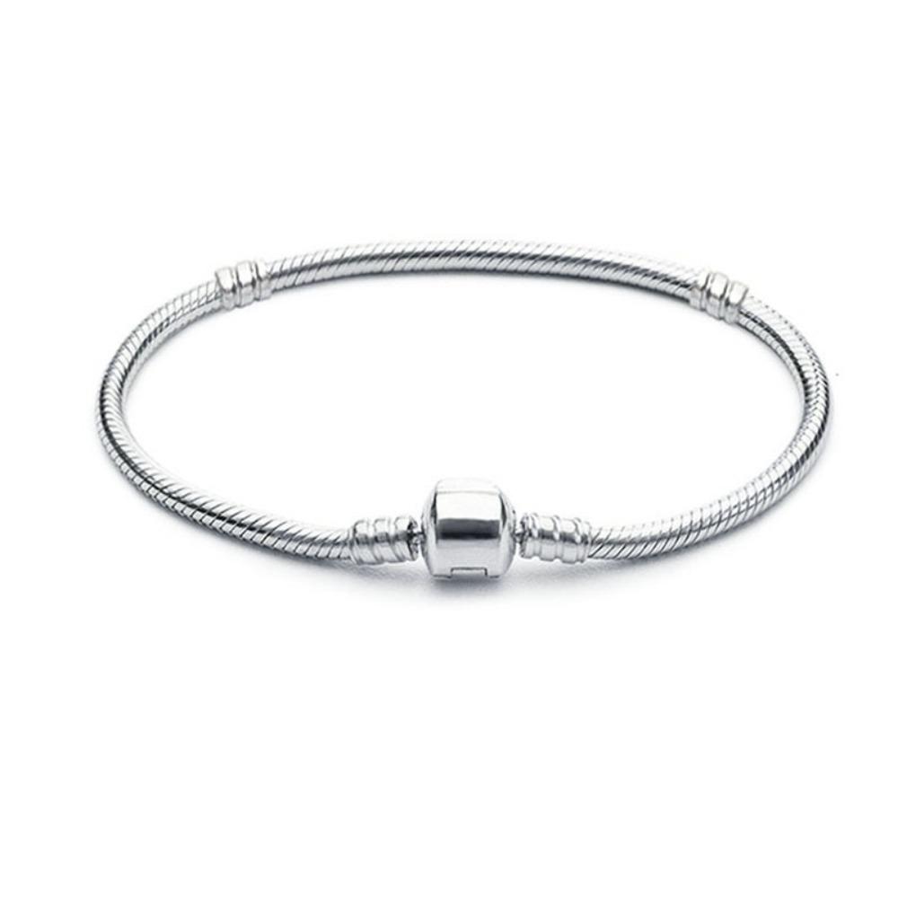 3MM Smooth Bracelet Chain Snake Bone Chain Rotating Bead Bracelet Silver Plated Base Chain 16cm
