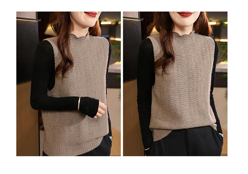 Women's High Neck Wool Knit Sleeveless Vest - Casual Loose Fit for Spring & Autumn
