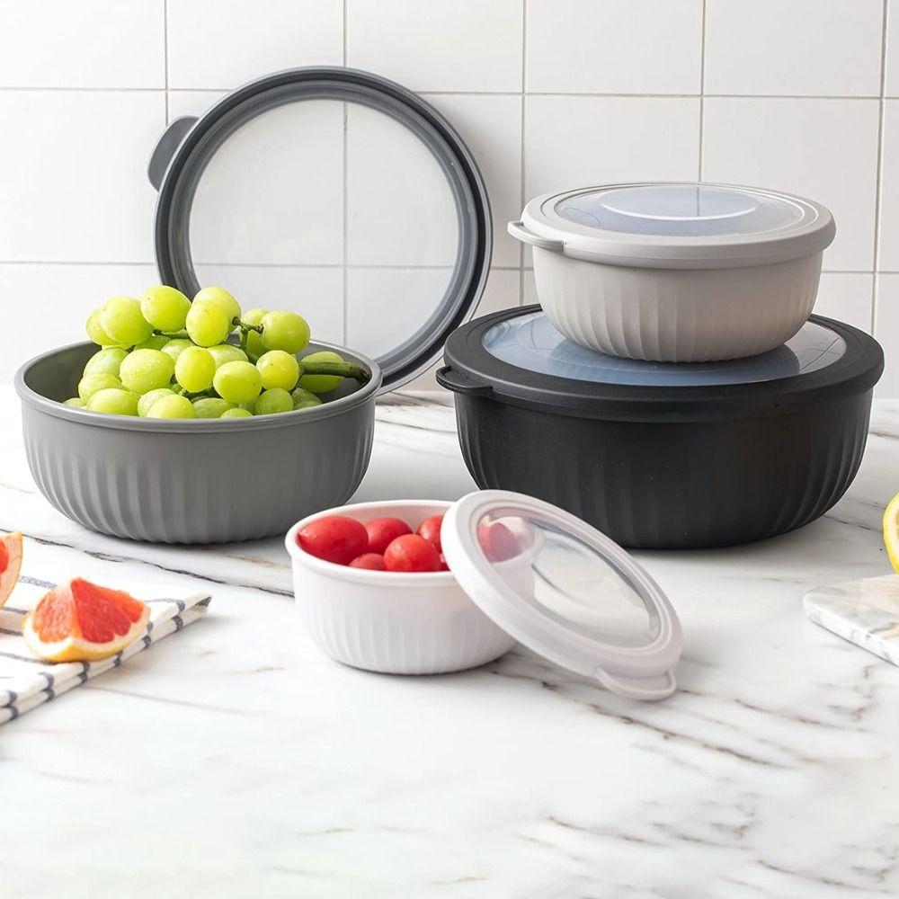 4 Stück/Set Lebensmittelqualität Salatschüssel Stapelbar Kühlschrank Aufbewahrungsbox Tragbarer Frischhaltebehälter Outdoor