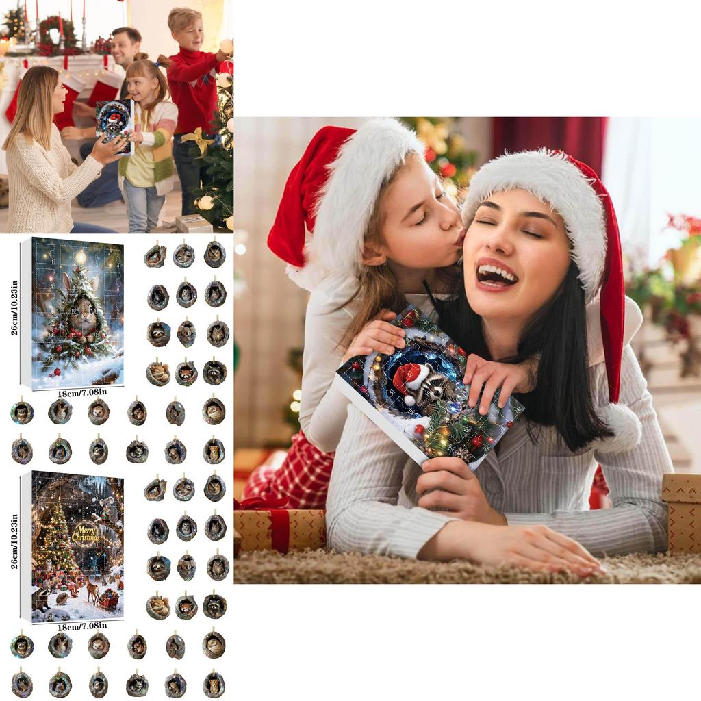 Christmas Animal Theme Blind Box Collection Featuring Acrylic Tree Ornaments For Festive Gift Ideas