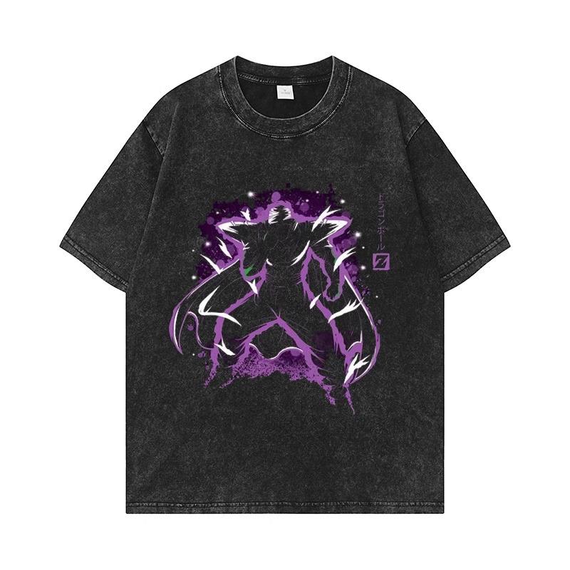 Dragon Ball Z Beerus Purple Energy Blast Printed Tshirt Mens and Womens Washed Tshirt High Quality Vintage Cotton Tshirt