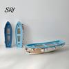 Study Room Nautical Decor Handmade Ocean Wooden Boat Model Rustic Beach Style Canoe Window Display Sailboat Figurine Themed Tabletop Ornament