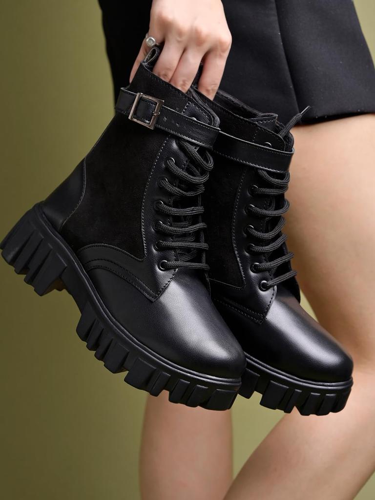 Shoetopia Damskie Krótkie Botki na Grubym Obcasie z Antypoślizgową Podeszwą, Wygodne Modne Botki na Kostkę | Miękka Amortyzująca Podeszwa | Do Noszenia na Co Dzień, Na Imprezę i Zimą