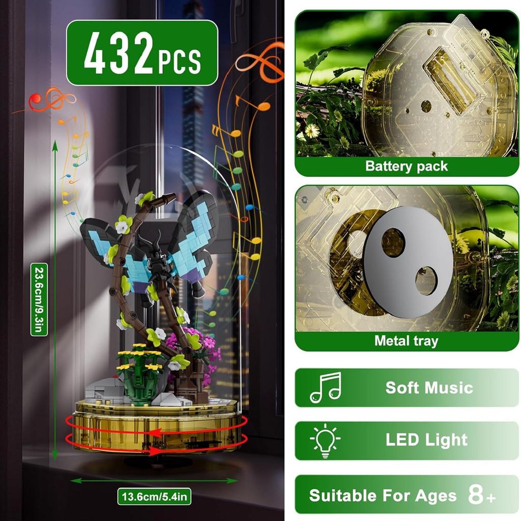 MOULD KING 10103 Insect Collections Butterfly Building Sets with Flower Building Blocks Christmas Decoration Gift