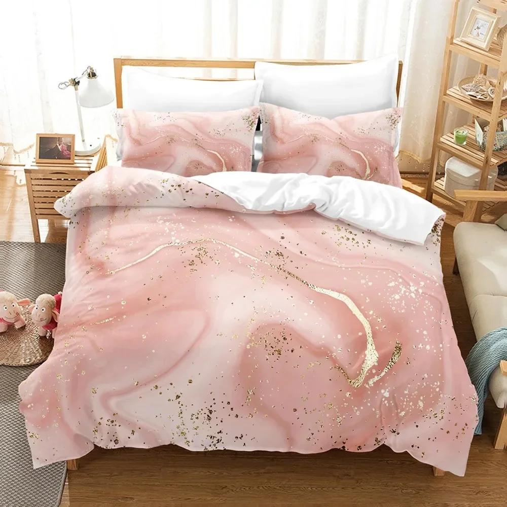 Purple Marble Comfortable Duvet Quilt Cover Pillowcase Bedding Set Children Bedroom Decoration Home Textile