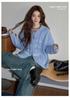Chaojia Women's Blue Wool Double Zipper Knit Cardigan – Autumn/Winter Loose Fit