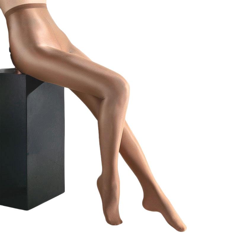 Damenöl Glänzend Strumpfhose Verdickt Dehnbares Gewebe Eine Linie Schritt Kompression Schlanke Strumpfhose Pole Dance Hüftlift Bein Formwäsche One Size brown