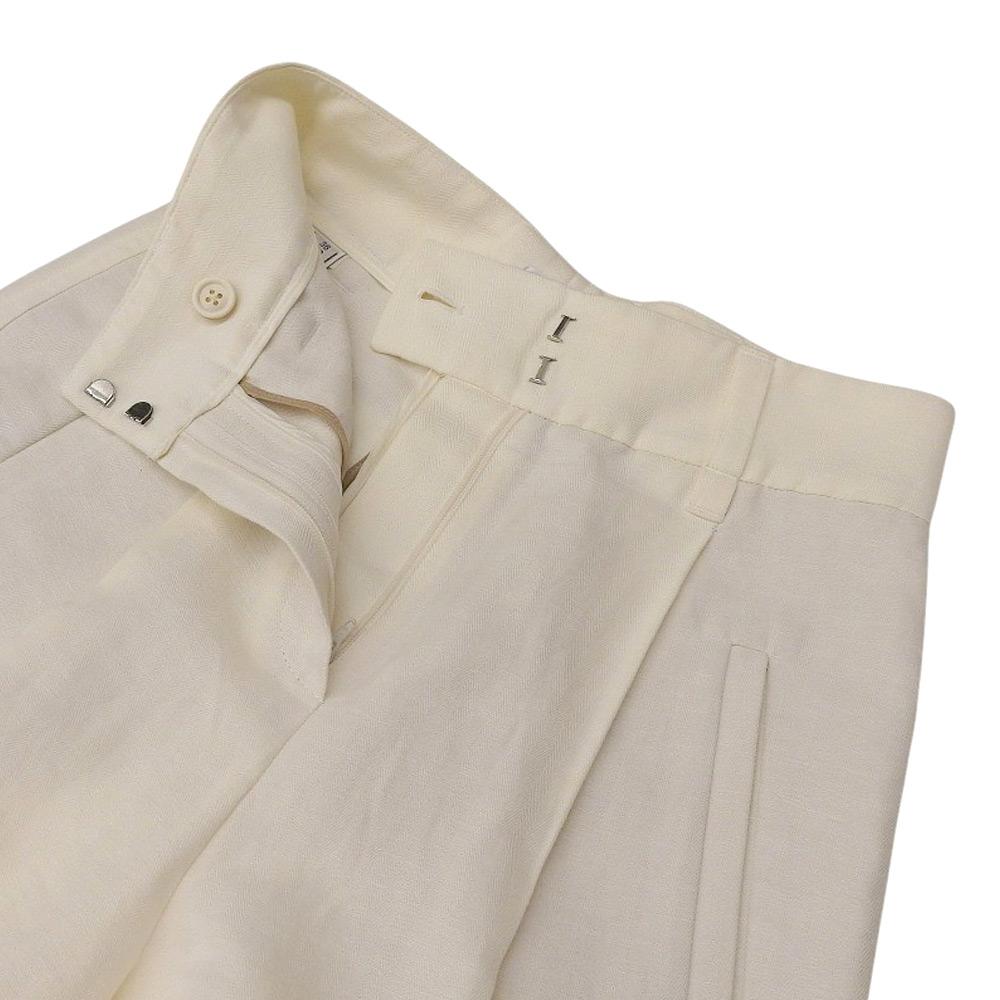Brunello Cucinelli Good Condition Linen Cotton 1P Pants Bottoms Ladies White Size 36 2018 MH123P7198 Bottoms 36 whiteUsed