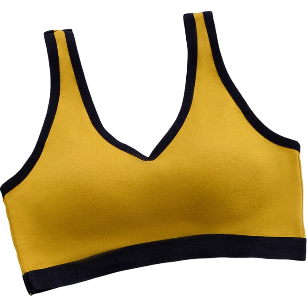 

Plus Nao Wireless Sports Full Size Yellow Bra, Women s Underwear, Half-Top Bra, Cup, Casual, M,