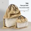 Luxury Transparent Moistureproof Drawstring Storage Bag with Breathable Dustproof Flocking
