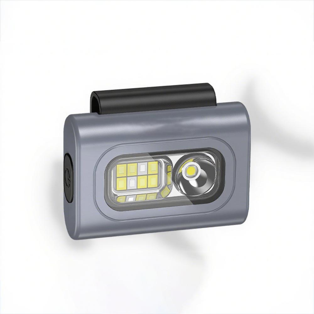 

Strong Magnetic Clip COB LED Headlight USB Rechargeable Clip On Running Light Hiking сірий