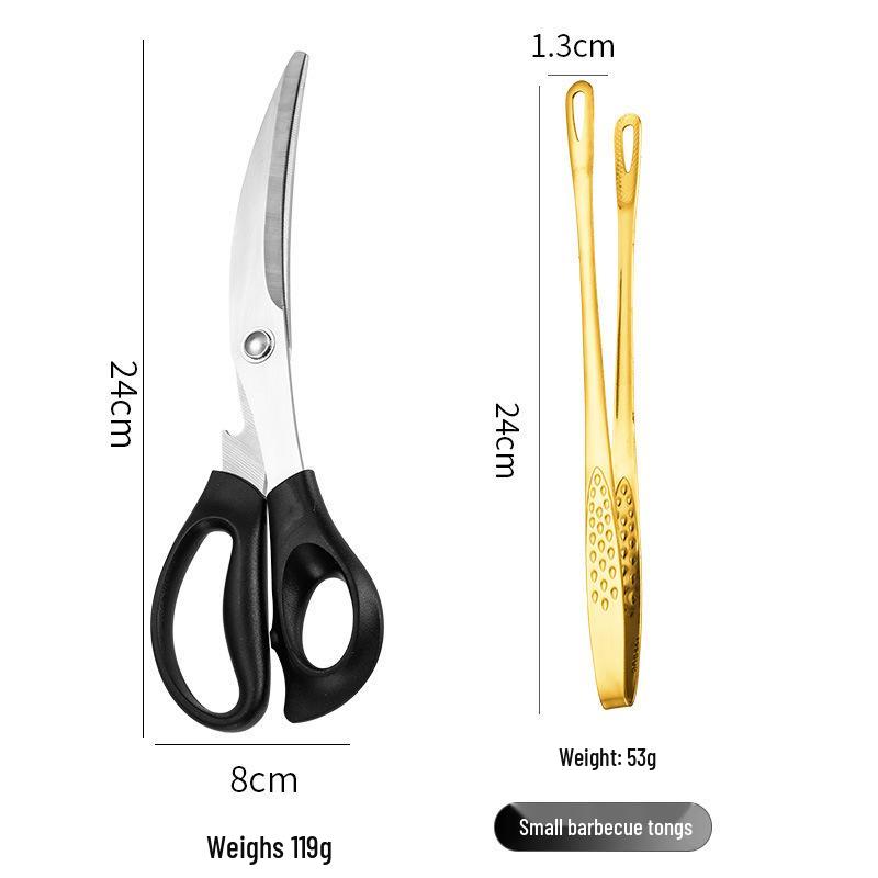 Golden Korean 304 Stainless Steel BBQ & Grilling Tongs - Extended for Steaks and Buffets