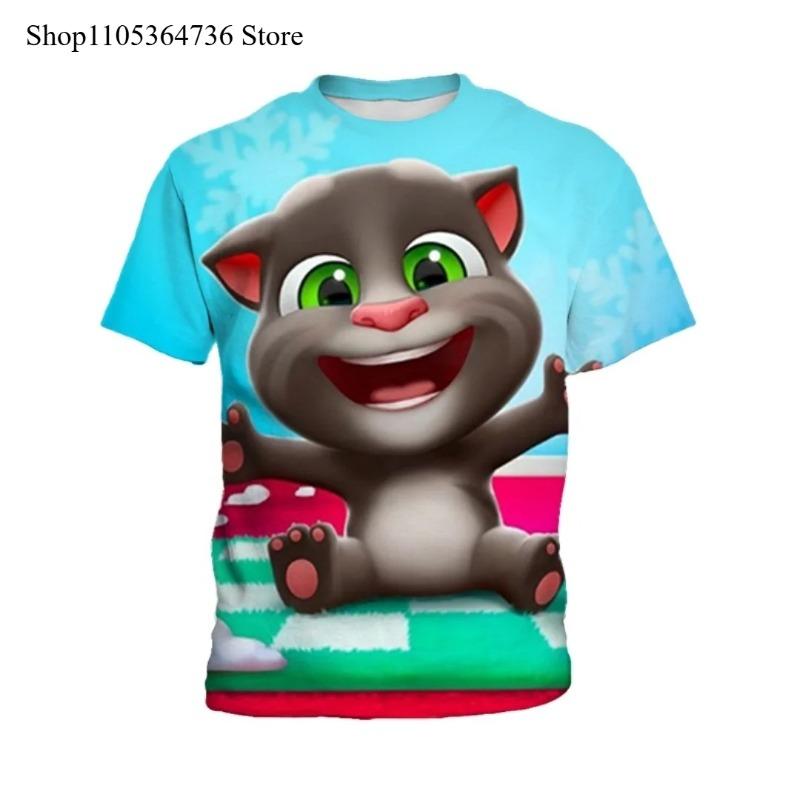 2026 Mein Talking Tom Kinder 3D-gedrucktes kurzärmeliges T-Shirt, Modekleidung für Jungen, Tägliches lässiges bequemes Oberteil