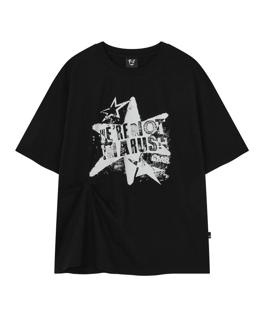 LMR Vintage Star Slub Pintuck Short Sleeve T-Shirt Black